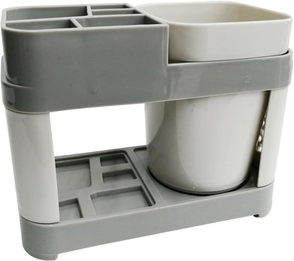 5 Slots Acrylic Toothbrush Holders Removable Compartment Bathroom Modern Plastic Bathroom Vanity Countertop Toothpaste Toothbrush Holder Stand with 1 Rinse Cup