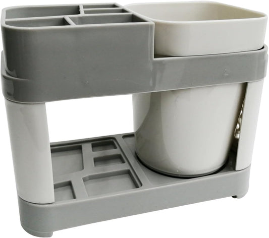 5 Slots Acrylic Toothbrush Holders Removable Compartment Bathroom Modern Plastic Bathroom Vanity Countertop Toothpaste Toothbrush Holder Stand with 1 Rinse Cup