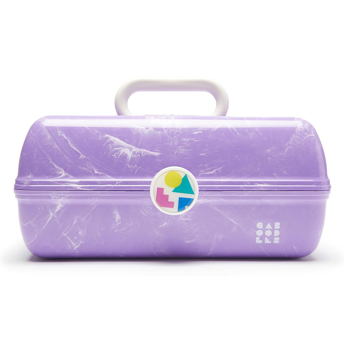Caboodles On-The-Go Girl Makeup Box, Seafoam on Lavender, Hard Plastic Makeup Organizer Box, Built-In Mirror, Secure Latch for Safe Travel, Spacious Storage for Large Items
