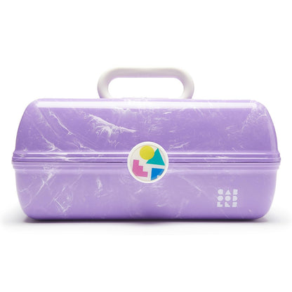 Caboodles On-The-Go Girl Makeup Box, Seafoam on Lavender, Hard Plastic Makeup Organizer Box, Built-In Mirror, Secure Latch for Safe Travel, Spacious Storage for Large Items