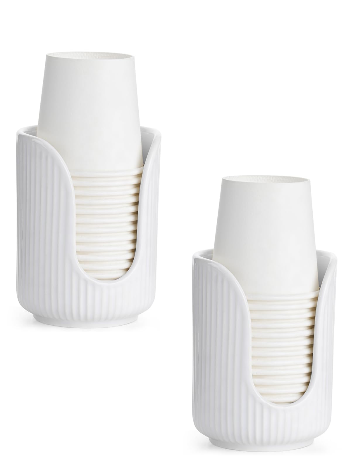 ABRUTY Bathroom Cup Dispenser, 3oz-4oz Ceramic Paper Cup Holder, Small Countertop Mouthwash Dixie Cups Accessories, for Vanity Countertops, Bathroom, Kitchen, and Dining Room