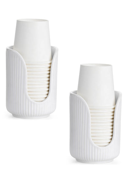 ABRUTY Bathroom Cup Dispenser, 3oz-4oz Ceramic Paper Cup Holder, Small Countertop Mouthwash Dixie Cups Accessories, for Vanity Countertops, Bathroom, Kitchen, and Dining Room