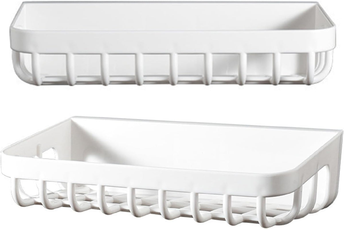 Bathroom Plastic Hanging Basket Organizer, Space Saving Wall Mounted Storage for Toilet, Easy to Install for Kitchen and Bathroom Use (Short Style)