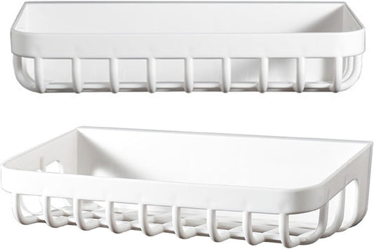 Bathroom Plastic Hanging Basket Organizer, Space Saving Wall Mounted Storage for Toilet, Easy to Install for Kitchen and Bathroom Use (Short Style)