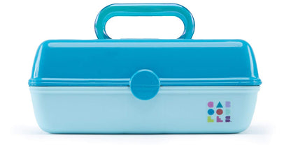 Caboodles Pretty in Petite Makeup Box, Two-Tone Seafoam on Lavender, Hard Plastic Organizer Box, 2 Swivel Trays, Fashion Mirror, Secure Latch for Safe Travel