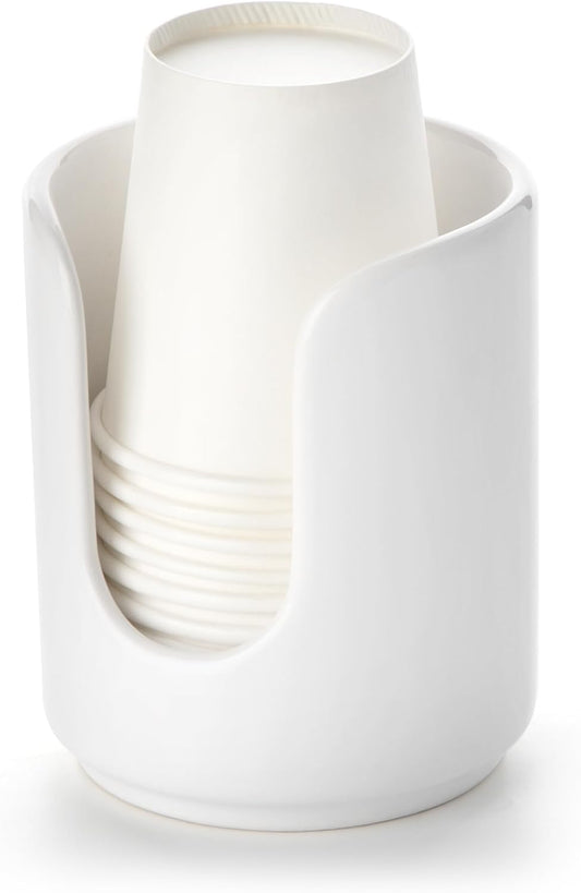 3 oz Original Ceramic Bathroom Cup Dispenser, (1 Pack, White)