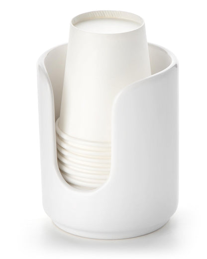 3 oz Original Ceramic Bathroom Cup Dispenser, (1 Pack, White)