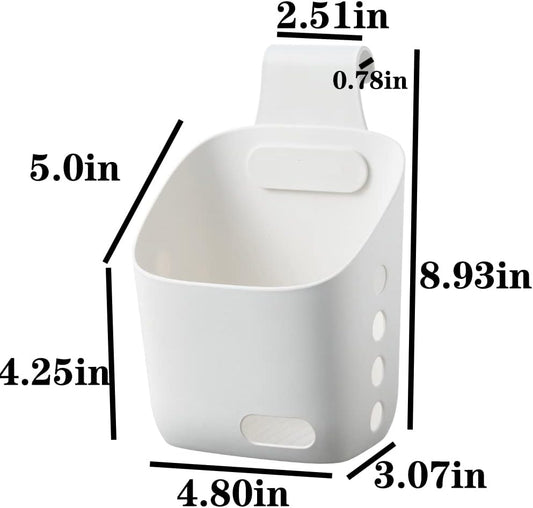 LeleCAT Plastic Hanging Basket Kitchen Storage organizer, Basket with Detachable hook, Hang it behind a door or on a railing, Over the Cabinet Door (White, Small-2 Pack)