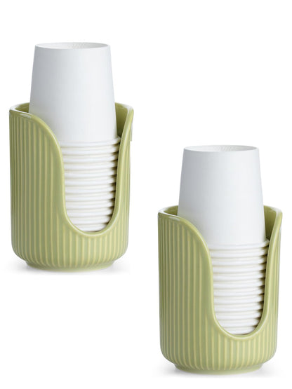 ABRUTY Bathroom Cup Dispenser, 3oz-4oz Ceramic Paper Cup Holder, Small Countertop Mouthwash Dixie Cups Accessories, for Vanity Countertops, Bathroom, Kitchen, and Dining Room