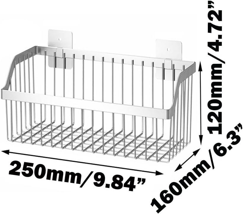 SUS304 Stainless Steel Hanging Storage Baskets Organizer Wall Mount, Metal Wire Storage Bin Rack for Kitchen Bathroom Shower Spice Shelf,L 9.84 Inch