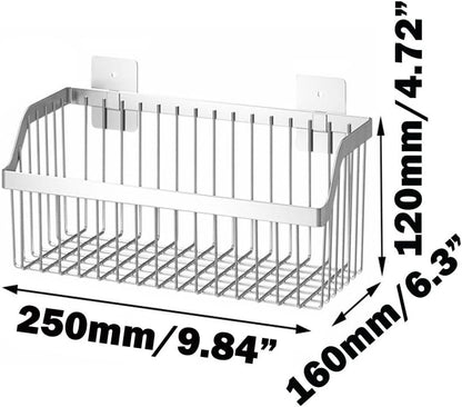 SUS304 Stainless Steel Hanging Storage Baskets Organizer Wall Mount, Metal Wire Storage Bin Rack for Kitchen Bathroom Shower Spice Shelf,L 9.84 Inch