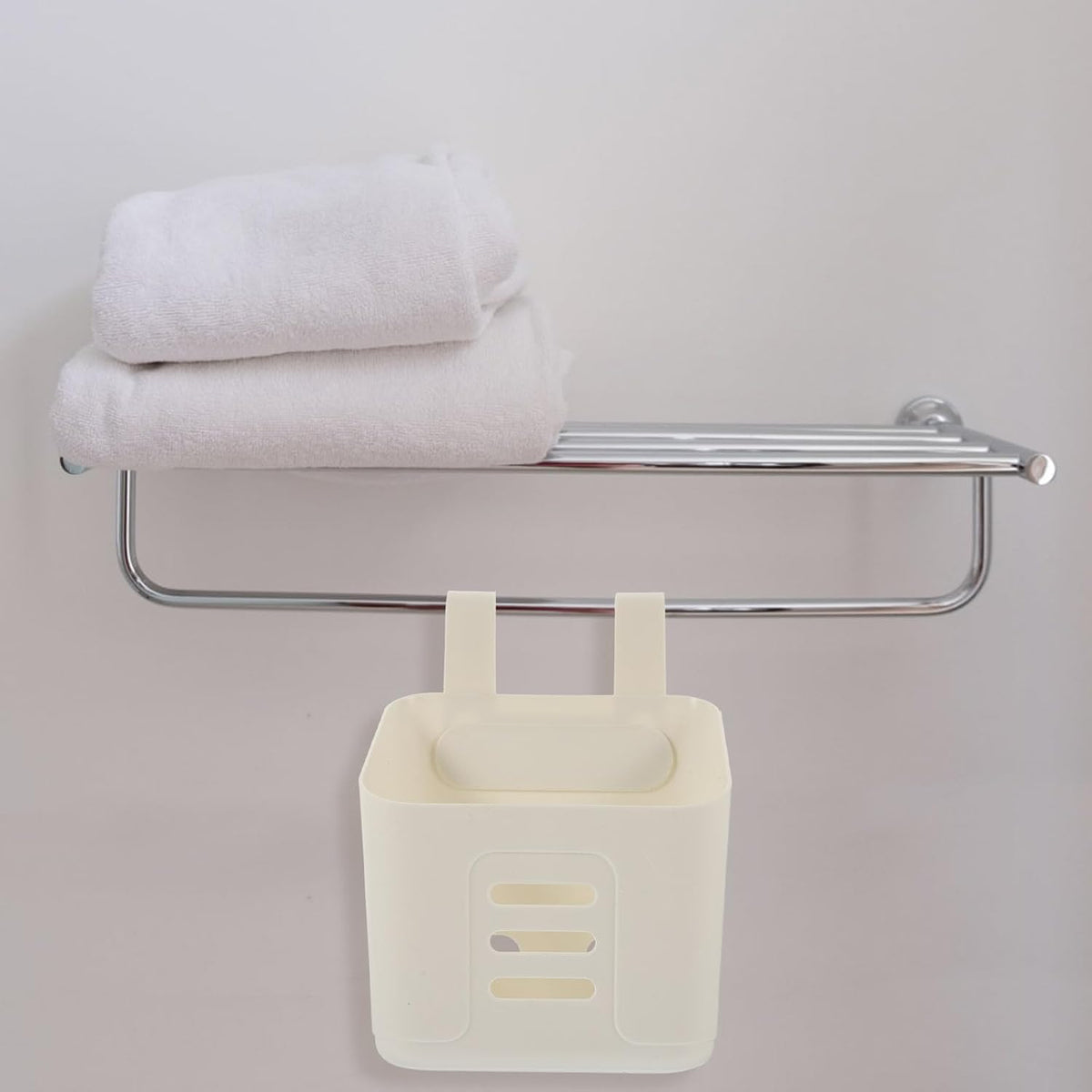 HOMSFOU 2-Pack Wall Hanging Storage Baskets with Drain Holes Plastic Kitchen and Bathroom Organizer Basket 8.07X5.90X4.52 Inches for Shampoo Lotion Sponge Storage