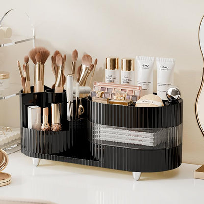 Rotating Makeup Organizer for Vanity with Brush Holder, Cosmetic Makeup Storage Organizer, Large Spinning Makeup Skincare Organizer, Countertop Makeup Perfume Organizer, Lotions Display Case Red