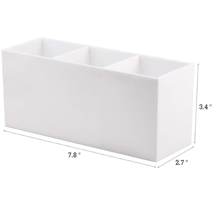 Tbestmax Makeup Brush Holder Organizer Cosmetic Brushes Container Storage 3 Slots - Great for Vanity (White)