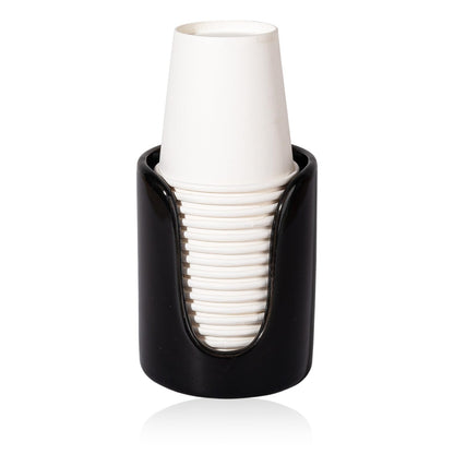 Bathroom Cup Dispenser Small Cup Holder for Bathroom, Ceramic Mouthwash Cups 3 4 oz Cup Dispenser Accessories, 1 Pack, White