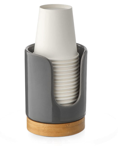 Ceramic Bathroom Cup Holder, 3 oz Dispenser, White
