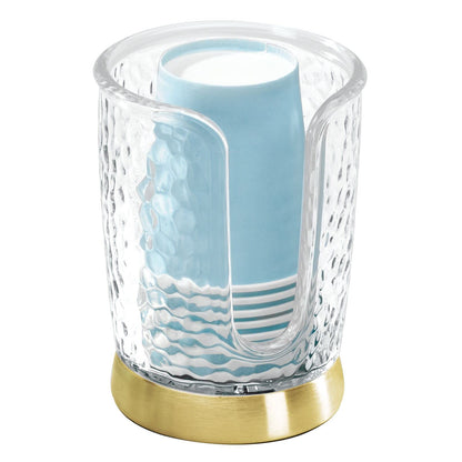 mDesign Plastic/Steel Compact Small Disposable Paper Cup Dispenser Storage Holder for Rinsing Cups on Bathroom Vanity Countertops - Rain Collection - Clear/Brushed