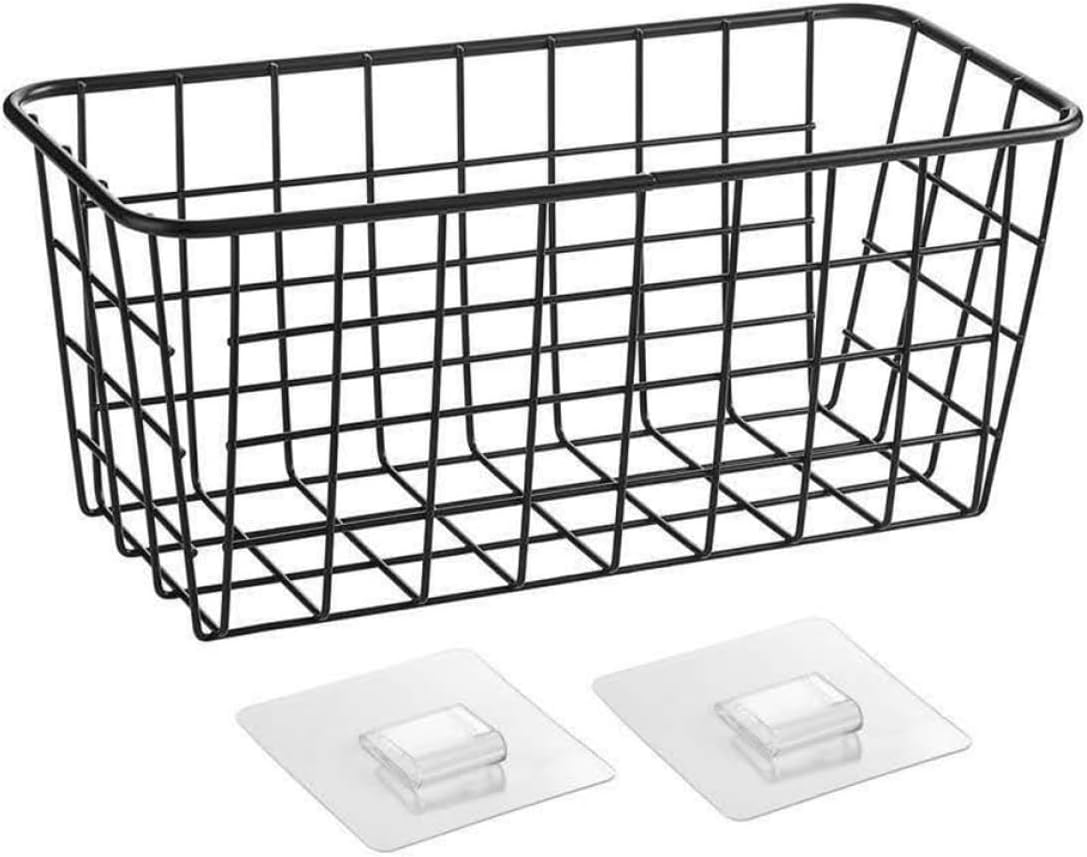 Wall Mounted Storage Basket Rack Iron Bathroom Shelf