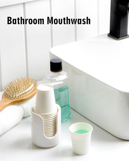 3 oz Original Ceramic Bathroom Cup Dispenser, (1 Pack, White)