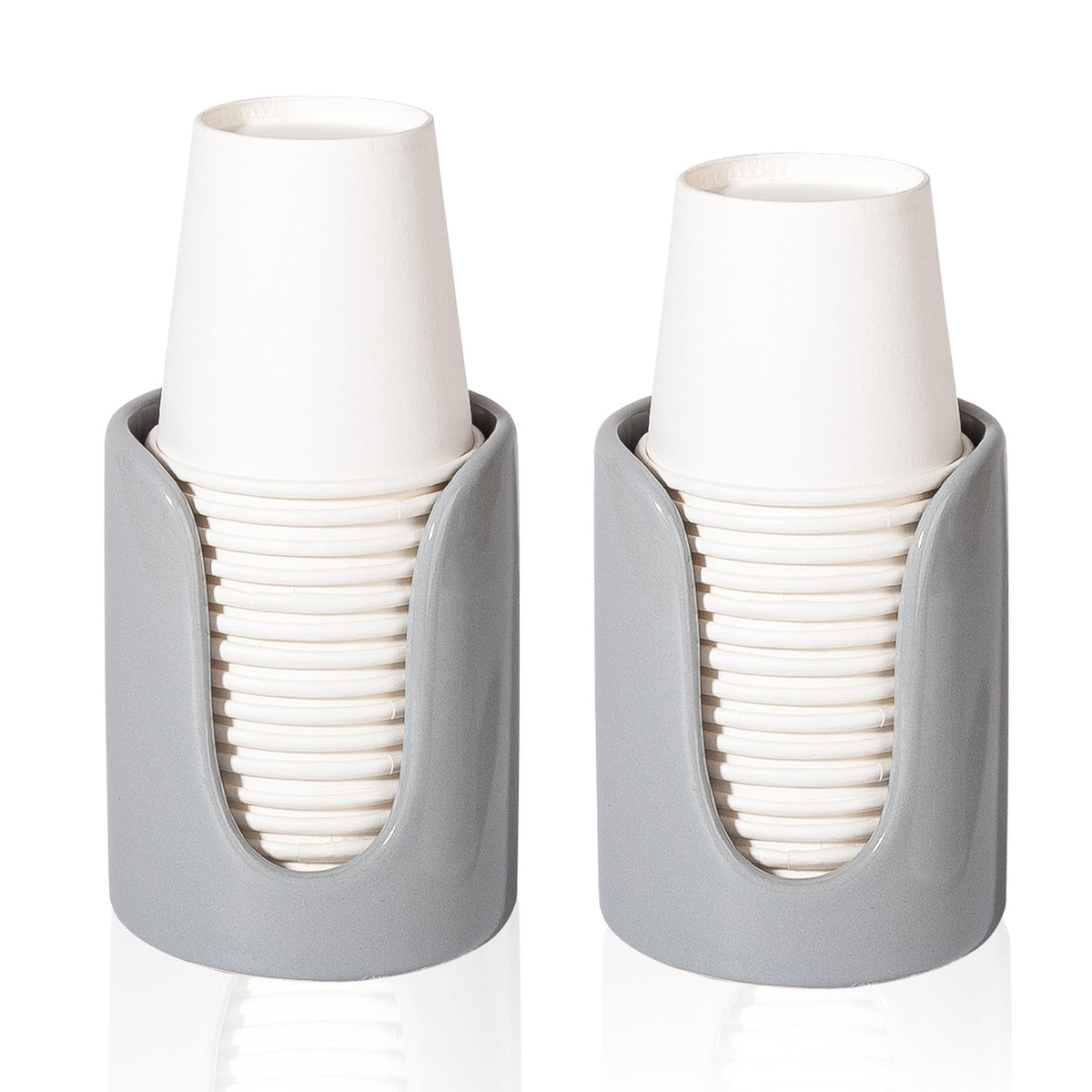 Bathroom Cup Dispenser Small Cup Holder for Bathroom, Ceramic Mouthwash Cups 3 4 oz Cup Dispenser Accessories, 1 Pack, White