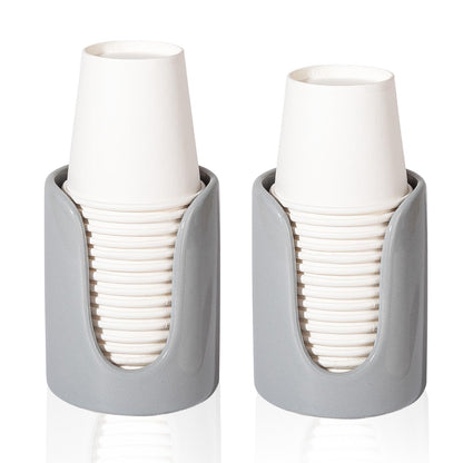 Bathroom Cup Dispenser Small Cup Holder for Bathroom, Ceramic Mouthwash Cups 3 4 oz Cup Dispenser Accessories, 1 Pack, White
