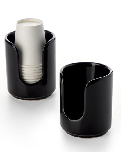 3 oz Original Ceramic Bathroom Cup Dispenser, (1 Pack, White)