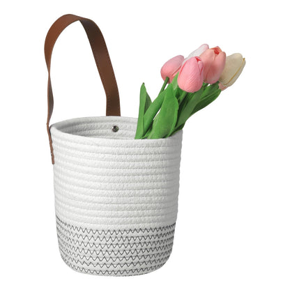 uxcell Small Wall Hanging Basket, Cotton Rope Hanging Basket