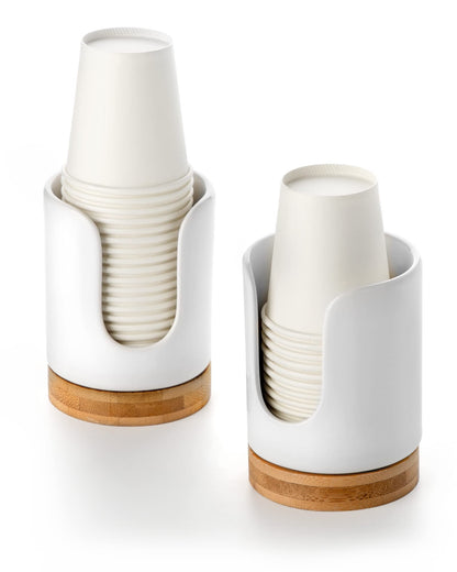 Ceramic Bathroom Cup Holder, 3 oz Dispenser, White
