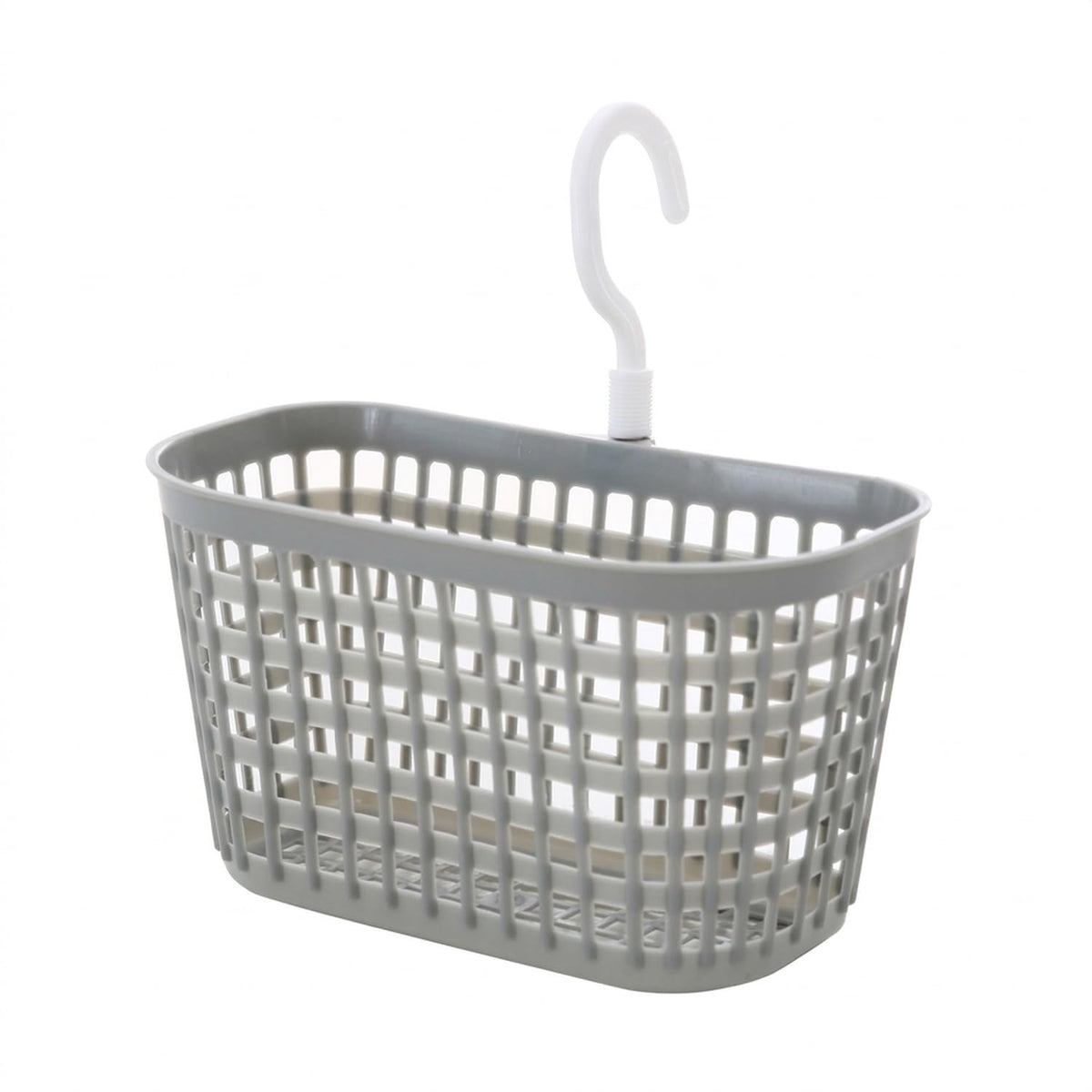 Wall-Mounted Bathroom Storage Basket with Hooks, Compact PP Plastic Shower Caddy for Toiletries and Vanity Organization (1 Pack)
