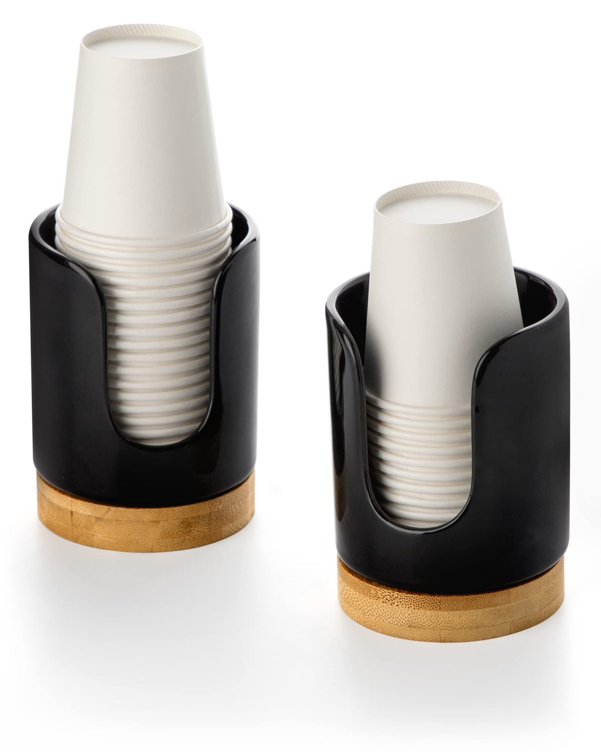 Ceramic Bathroom Cup Holder, 3 oz Dispenser, White