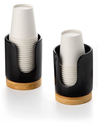 Ceramic Bathroom Cup Holder, 3 oz Dispenser, White