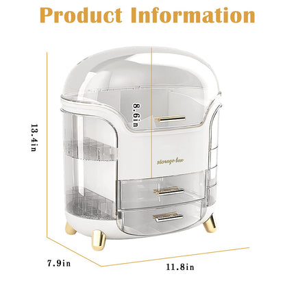 Makeup & Skincare Organizer Box for Countertop with Lid & Drawers, White