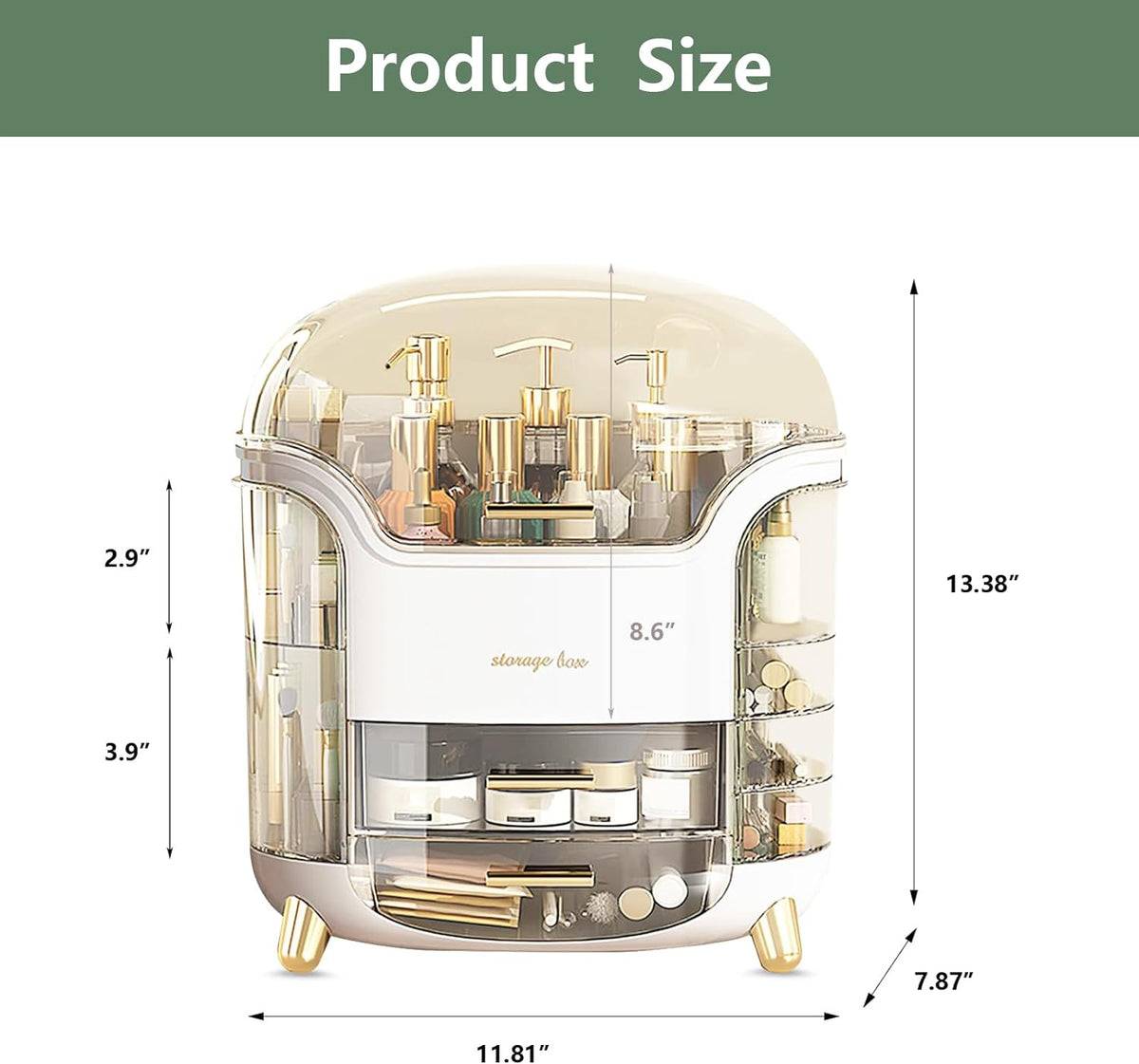 Omeily Makeup Organizer Countertop Vanity Cosmetic Skincares Organizer