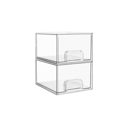 Vtopmart 2 Pack Small Clear Stackable Storage Drawers for Desk, Countertop