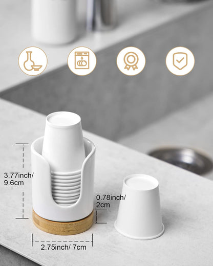 Ceramic Bathroom Cup Holder, 3 oz Dispenser, White