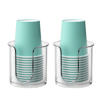 Bathroom Cup Dispenser 5 oz Countertop,2 Pack Mouthwash Cup Holder for Bathroom,PC Small Disposable Cup Holder for 5oz Paper Cups and Mouthwash Cups
