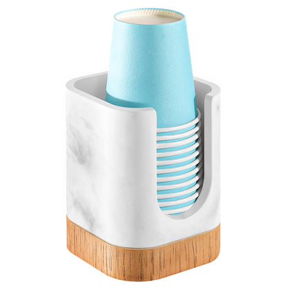 Luxspire Bathroom Cup Dispenser, 3oz Dixie Cup Dispenser, Guest Bathroom Essentials, Marble Resin Cup Dispenser, Disposable Paper Cup Holder, Cotton Pad Holder, Bathroom Accessories - Marble White