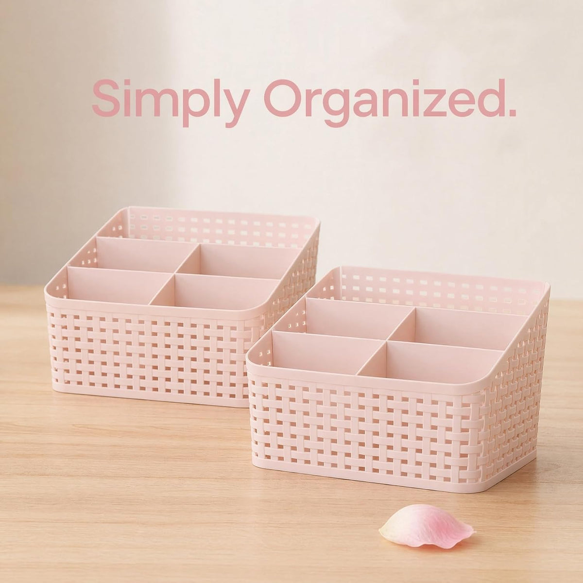 2 Pack Cosmetic Storage Box Pink Pp Desk Organizer for Makeup Jewelry Brushes Office Supplies Desktop Storage Case for Home and Office