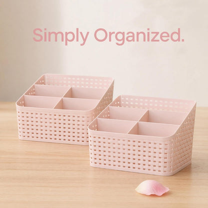 2 Pack Cosmetic Storage Box Pink Pp Desk Organizer for Makeup Jewelry Brushes Office Supplies Desktop Storage Case for Home and Office