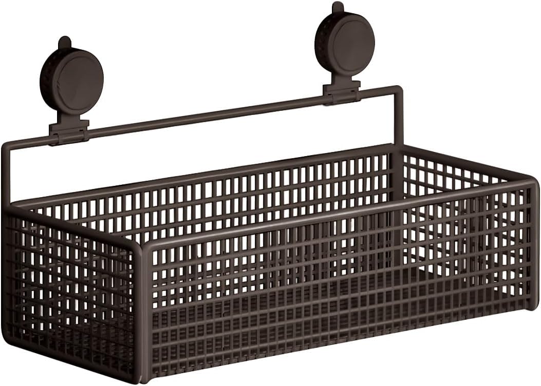 Multipurpose Wall Mounted Storage Basket for Toiletries Using Suction Technology Easy Setup Removable Bathroom Storage