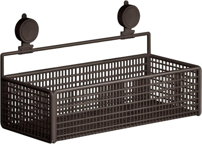 Multipurpose Wall Mounted Storage Basket for Toiletries Using Suction Technology Easy Setup Removable Bathroom Storage