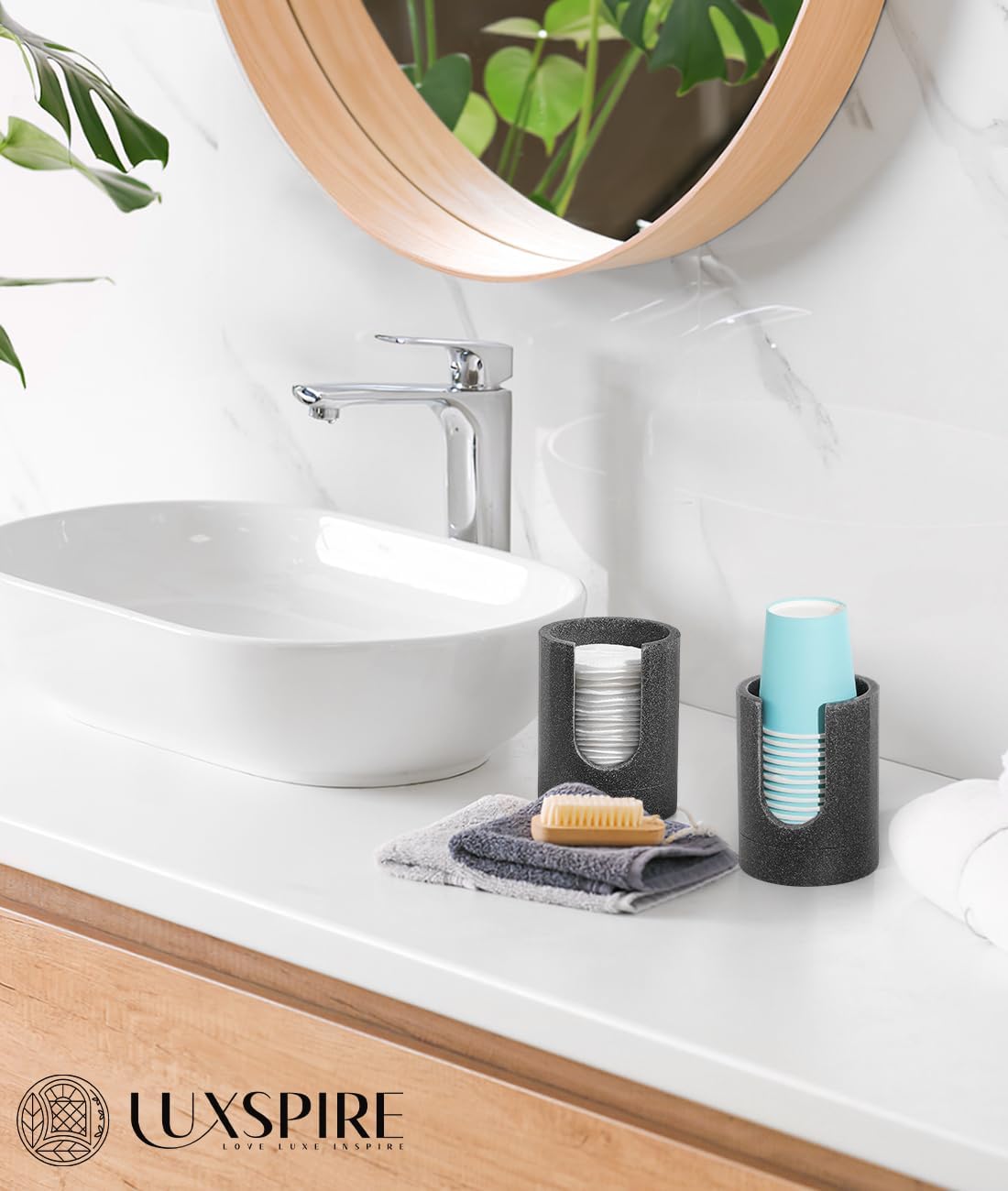 Luxspire Cup Dispenser, Gray Resin Holder for 3oz Dixie Cups