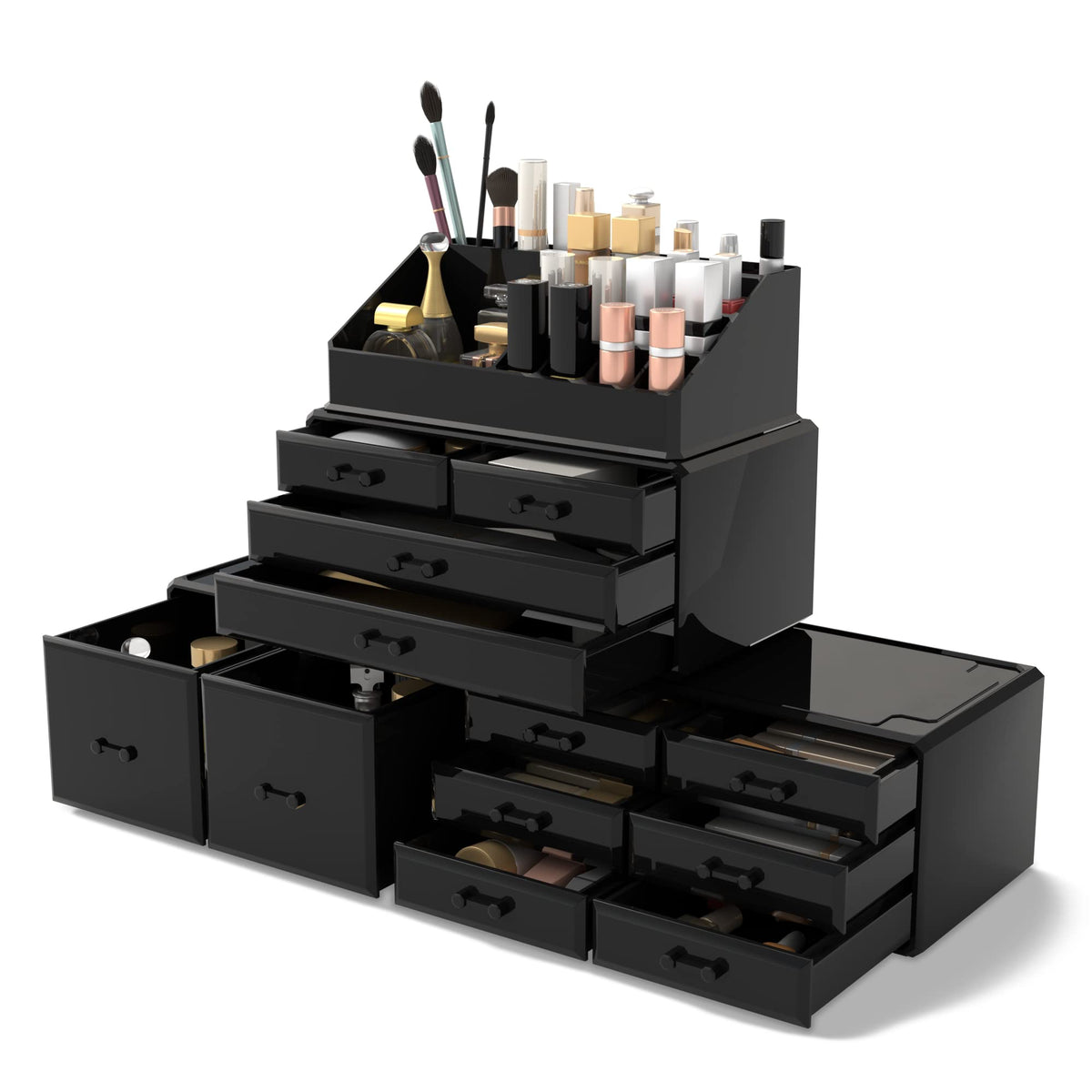 Readaeer Makeup Cosmetic Organizer Storage Drawers Display Boxes Case with 12 Drawers (White)