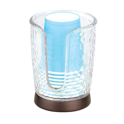 mDesign Plastic/Steel Compact Small Disposable Paper Cup Dispenser Storage Holder for Rinsing Cups on Bathroom Vanity Countertops - Rain Collection - Clear/Brushed