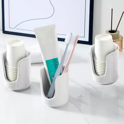 Plastic Bathroom Cup Dispenser, White