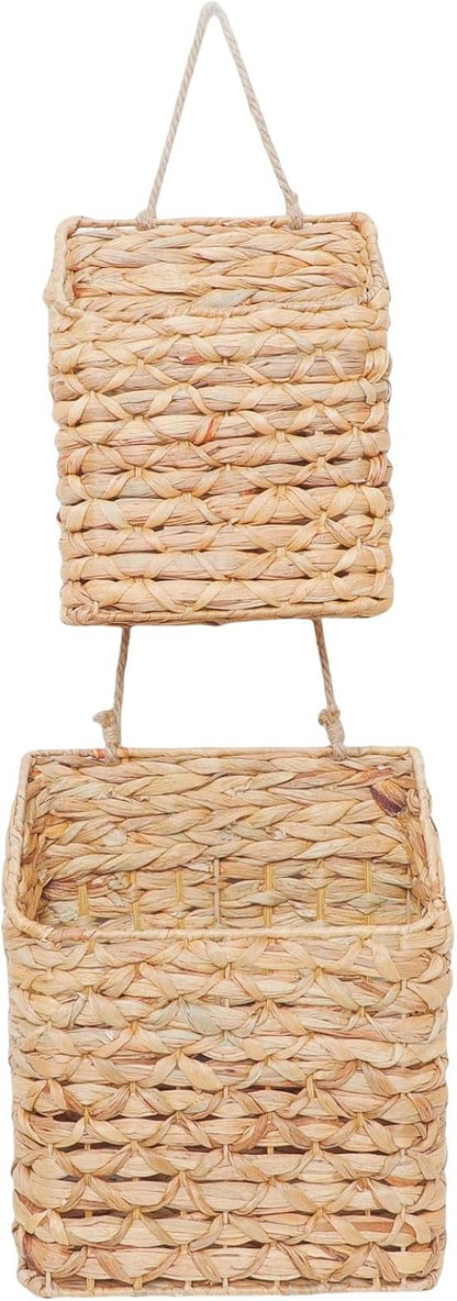 2-Tier Hanging Wall Basket, Water Hyacinth Over Door Storage