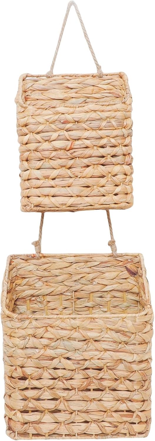 2-Tier Hanging Wall Basket, Water Hyacinth Over Door Storage