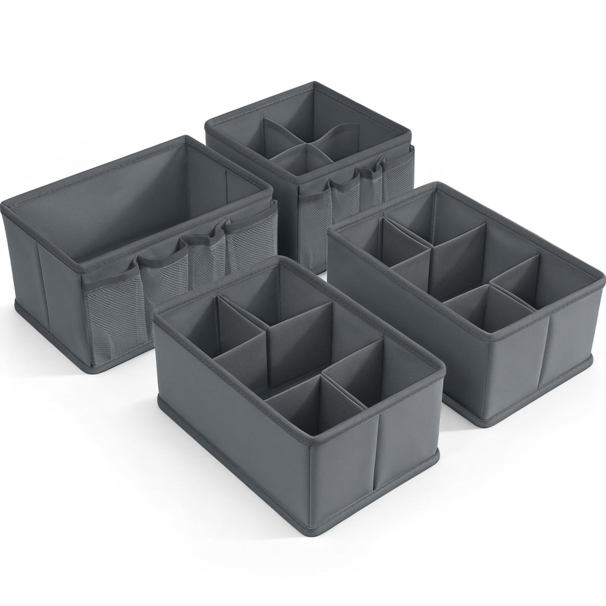 Cosmetic Storage Bins Makeup Organizer, Adjustable Multifunction Storage Box Desk Drawer Divider for Makeup Brushes, Bathroom Countertop or Dresser, Set of 4