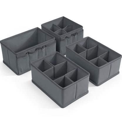 Cosmetic Storage Bins Makeup Organizer, Adjustable Multifunction Storage Box Desk Drawer Divider for Makeup Brushes, Bathroom Countertop or Dresser, Set of 4