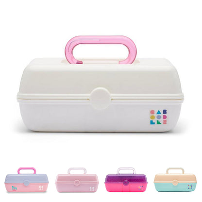 Caboodles Pretty in Petite Makeup Box, Two-Tone Seafoam on Lavender, Hard Plastic Organizer Box, 2 Swivel Trays, Fashion Mirror, Secure Latch for Safe Travel